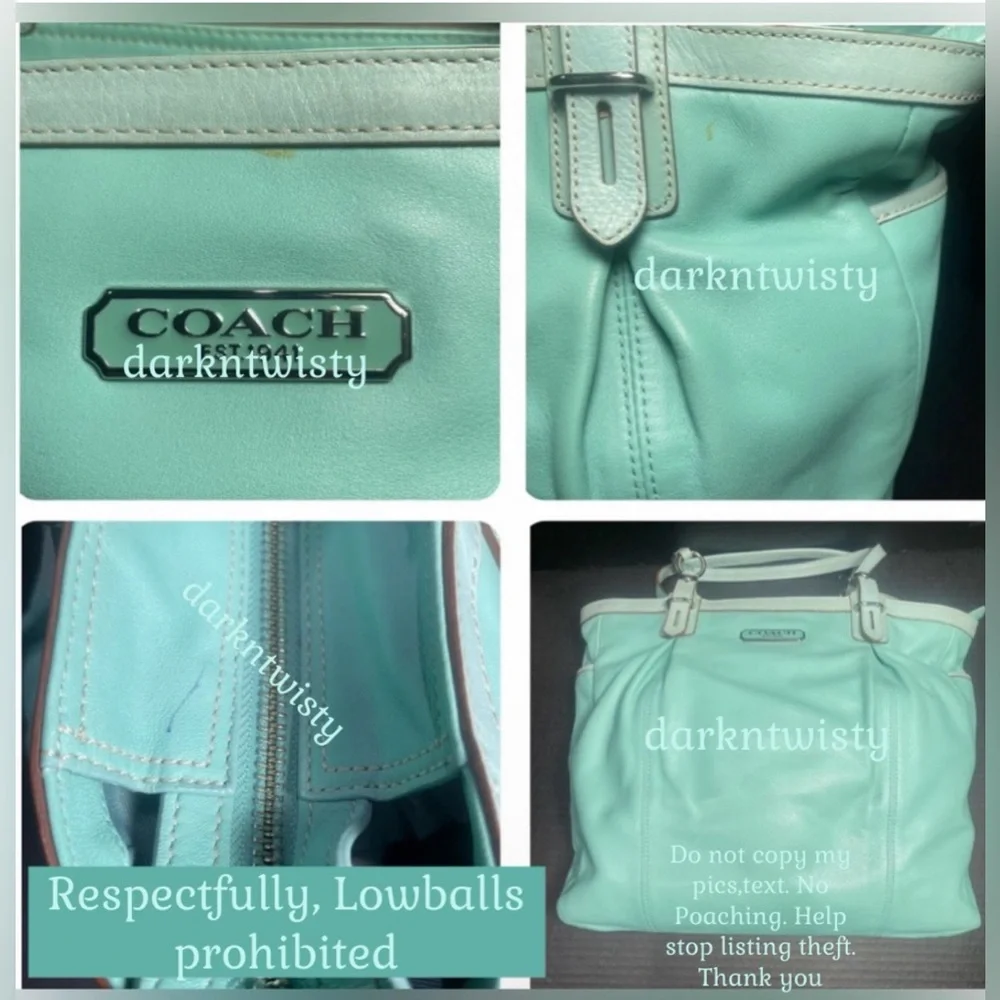 VTG Gorgeous Coach Leather Tote Robin’s Egg/Tiffany Blue NEAR PERFECT IMO Read! - Picture 7 of 12